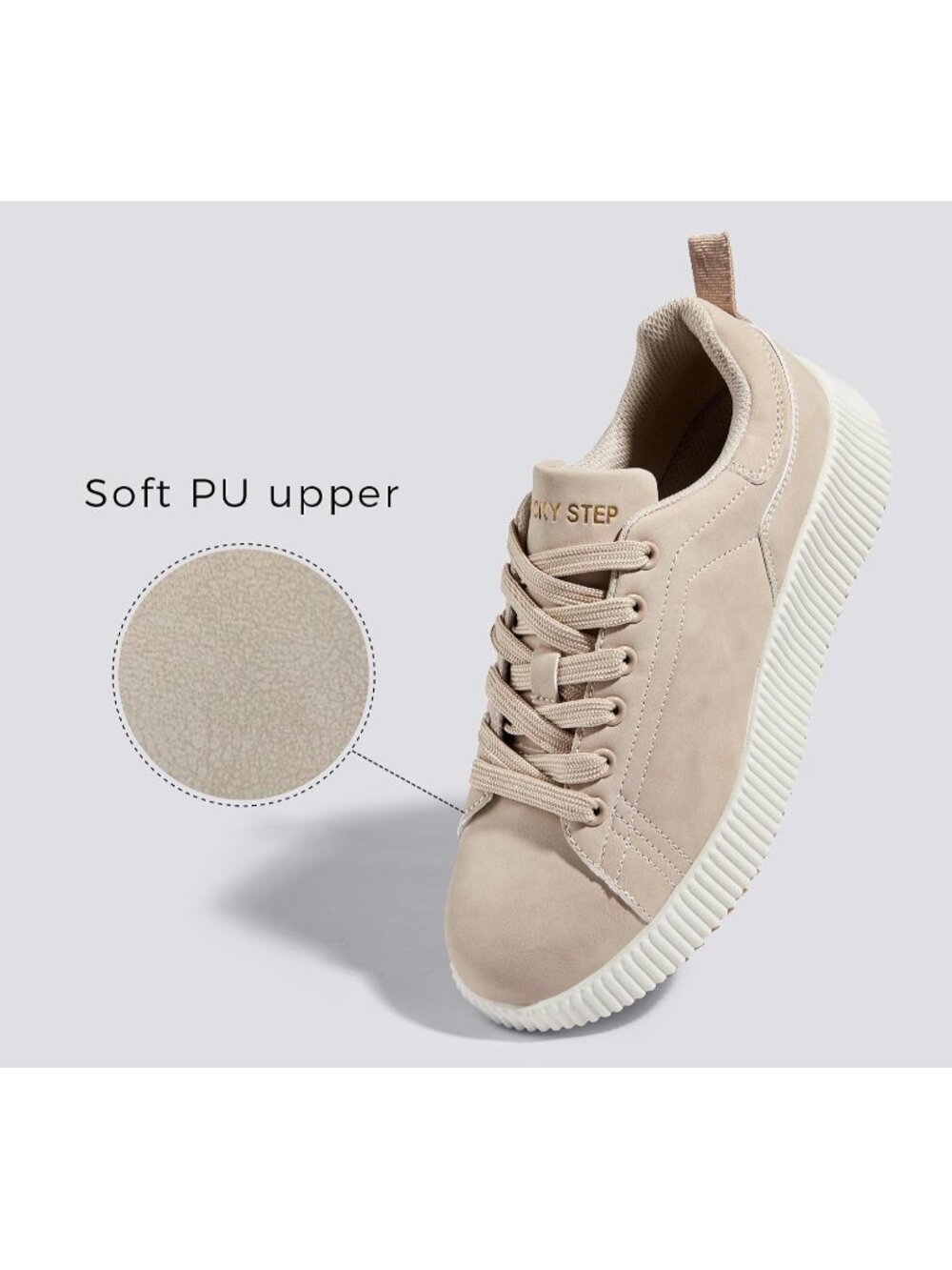 Women's Apricot Fashion Braided Crochet Lace Up Casual Retro Walking Sneakers - Picture 3 of 7